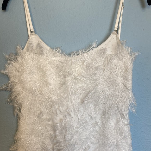 INAMORE Womens Size M Mariposa Little White Dress Mini Lace Appliqué Flowers - Picture 4 of 16